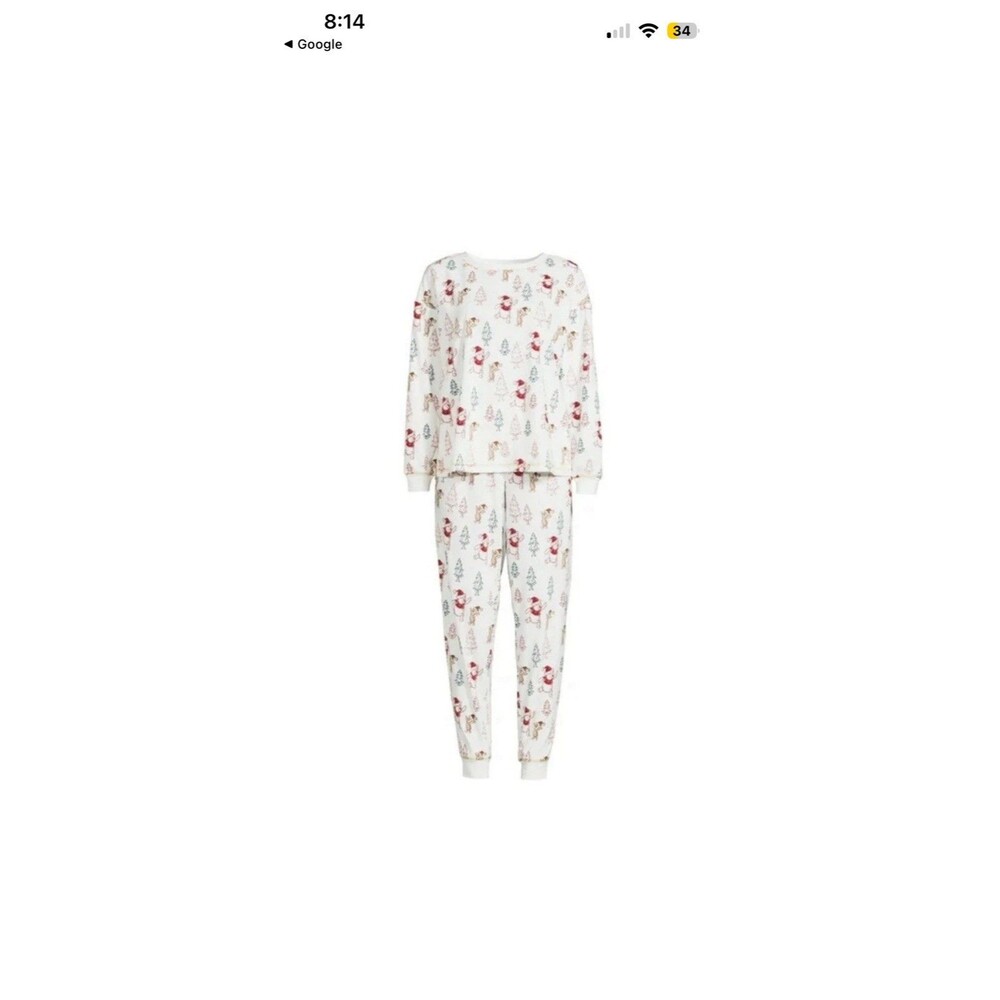 Disney Winnie The Pooh Holiday Christmas Pajama Set Top & Pants Medium Knit Cozy